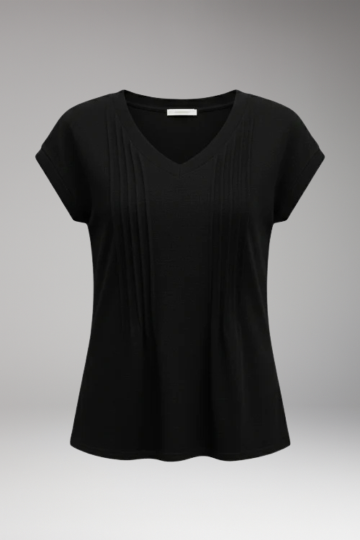 Women's Top with V-Neck and Short Sleeves