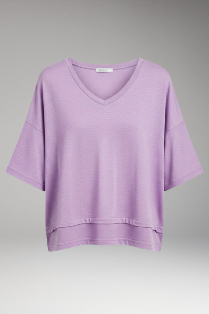 Women's Top with V-Neck and Short Sleeves
