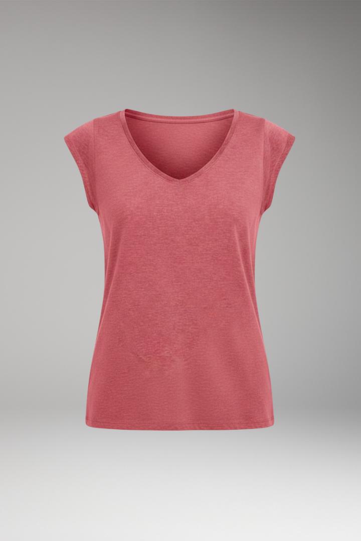 Women's Top with V'Neck and Cap Sleeves