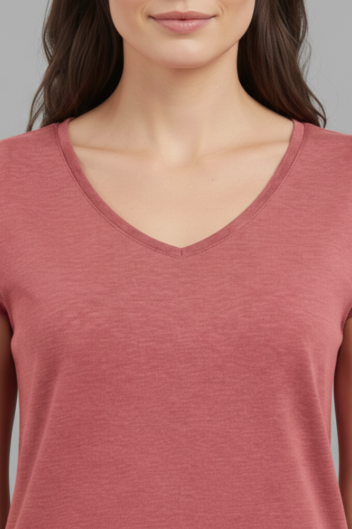 Women's Top with V'Neck and Cap Sleeves
