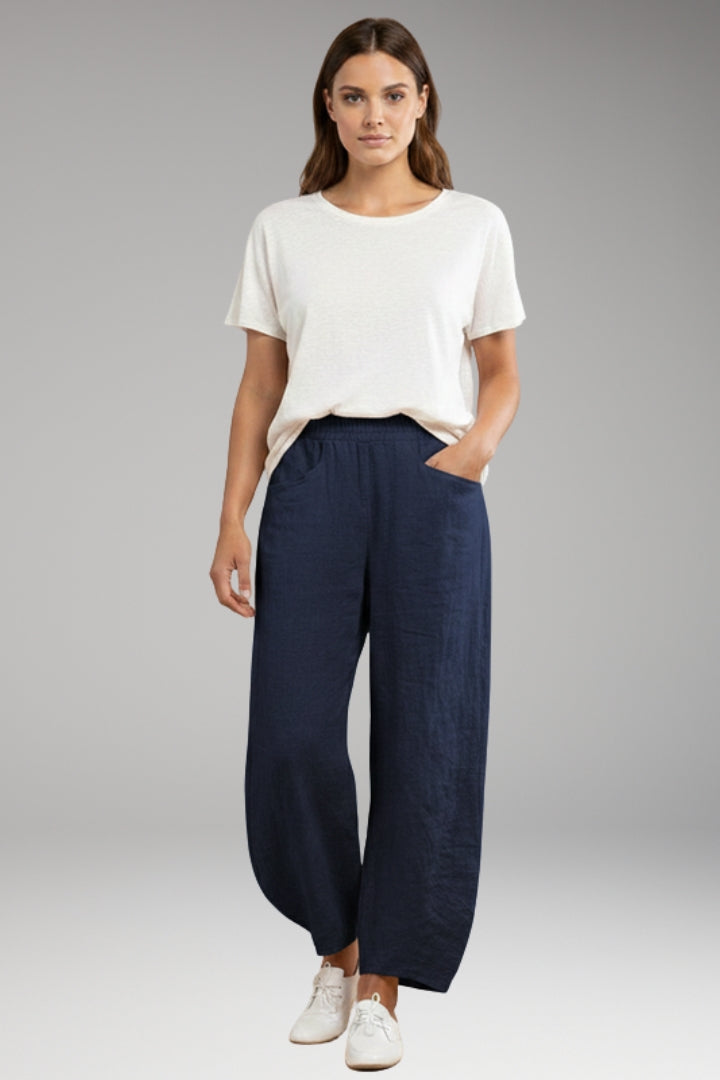 Women's Trousers with Drawstring Waistband and Wide Leg Design