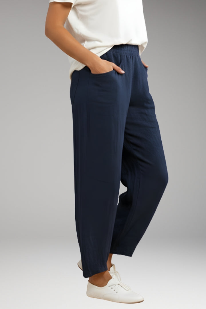 Women's Trousers with Drawstring Waistband and Wide Leg Design