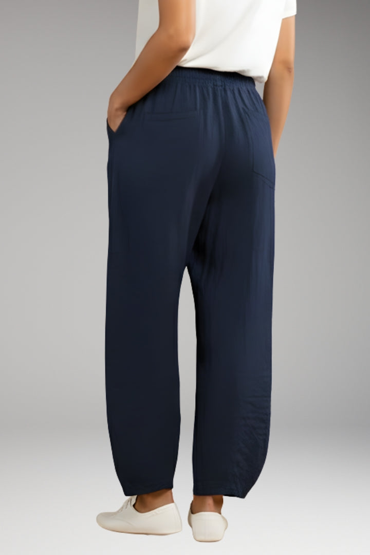 Women's Trousers with Drawstring Waistband and Wide Leg Design
