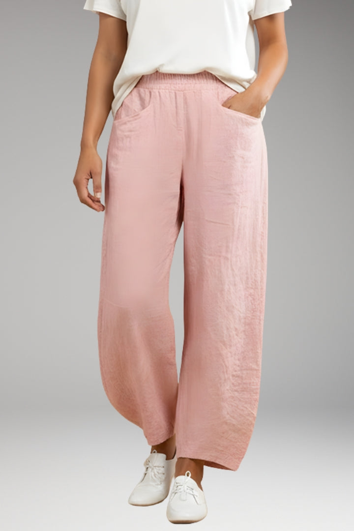 Women's Trousers with Drawstring Waistband and Wide Leg Design