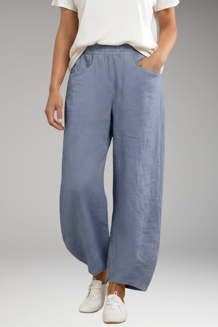 Women's Trousers with Drawstring Waistband and Wide Leg Design