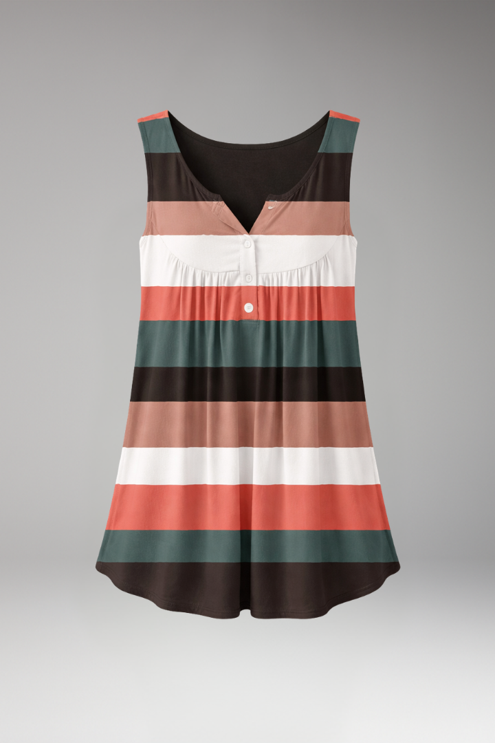Women's Tunic Top with V-Neck and Button Front