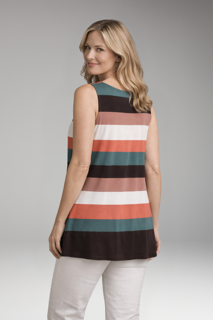 Women's Tunic Top with V-Neck and Button Front