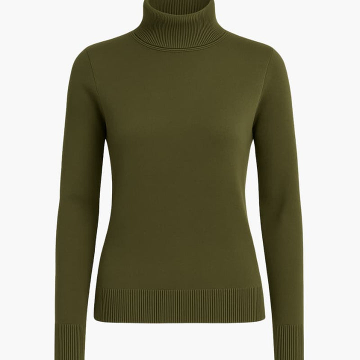 Women’s Turtleneck Sweater with Long Sleeves and Ribbed Surface