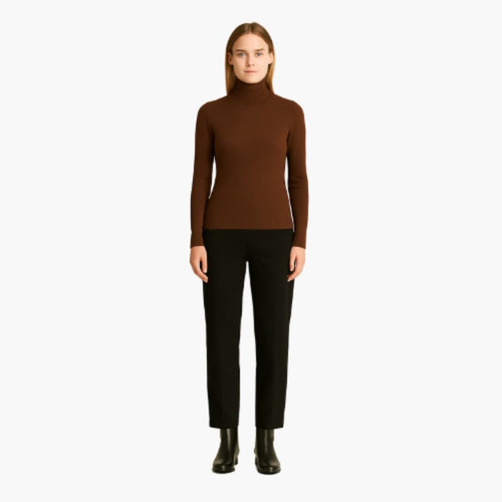 Women’s Turtleneck Sweater with Long Sleeves and Ribbed Surface