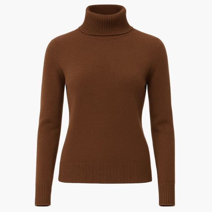 Women’s Turtleneck Sweater with Long Sleeves and Ribbed Surface