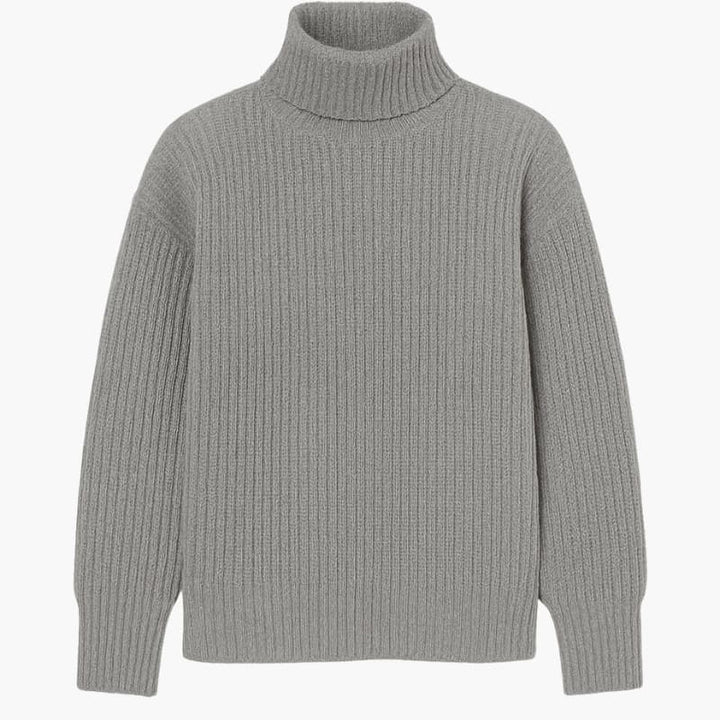 Women’s Turtleneck Sweater with Ribbed Neckline and Long Sleeves
