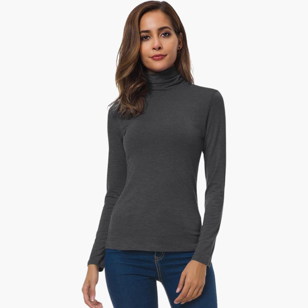Women’s Turtleneck Top with Long Sleeves and Slim Fit