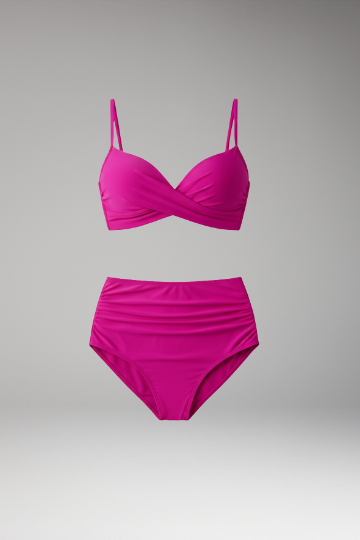 Women's Two-Piece Bikini Set with Floral Print and Adjustable Straps
