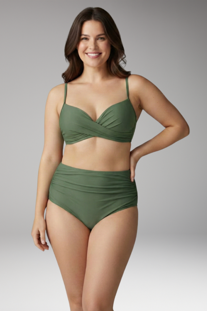 Women's Two-Piece Bikini Set with Floral Print and Adjustable Straps