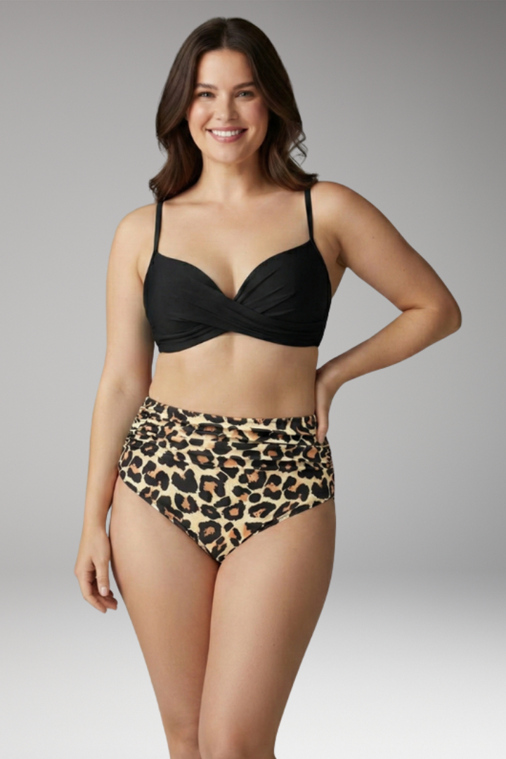 Women's Two-Piece Bikini Set with Floral Print and Adjustable Straps