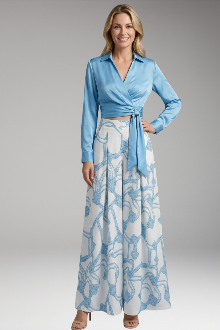 Women's Two-Piece Dress with Crop Top and Skirt