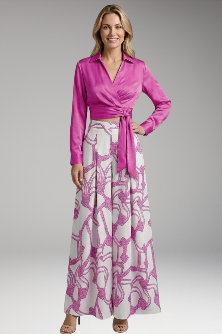 Women's Two-Piece Dress with Crop Top and Skirt