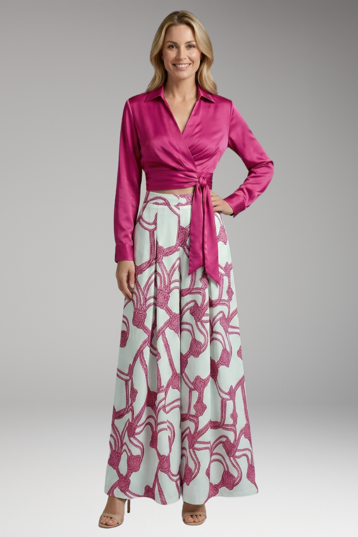 Women's Two-Piece Dress with Crop Top and Skirt
