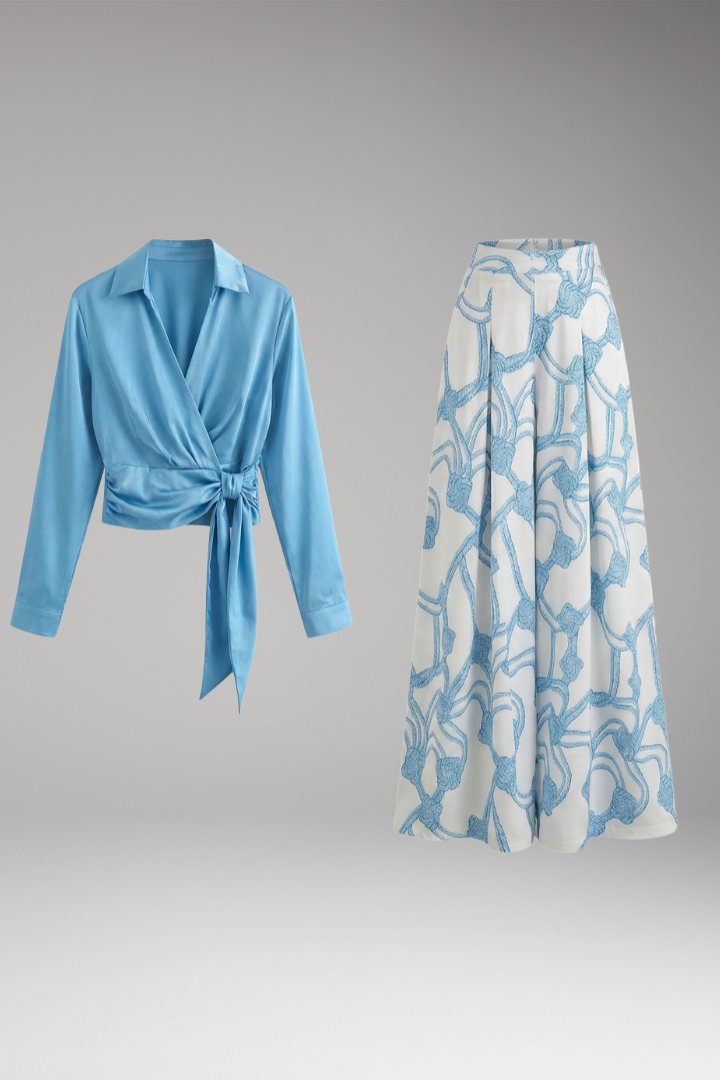 Women's Two-Piece Dress with Crop Top and Skirt