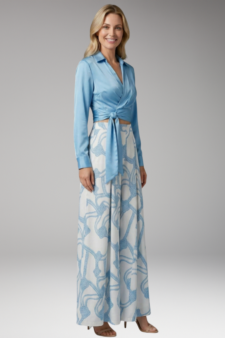 Women's Two-Piece Dress with Crop Top and Skirt