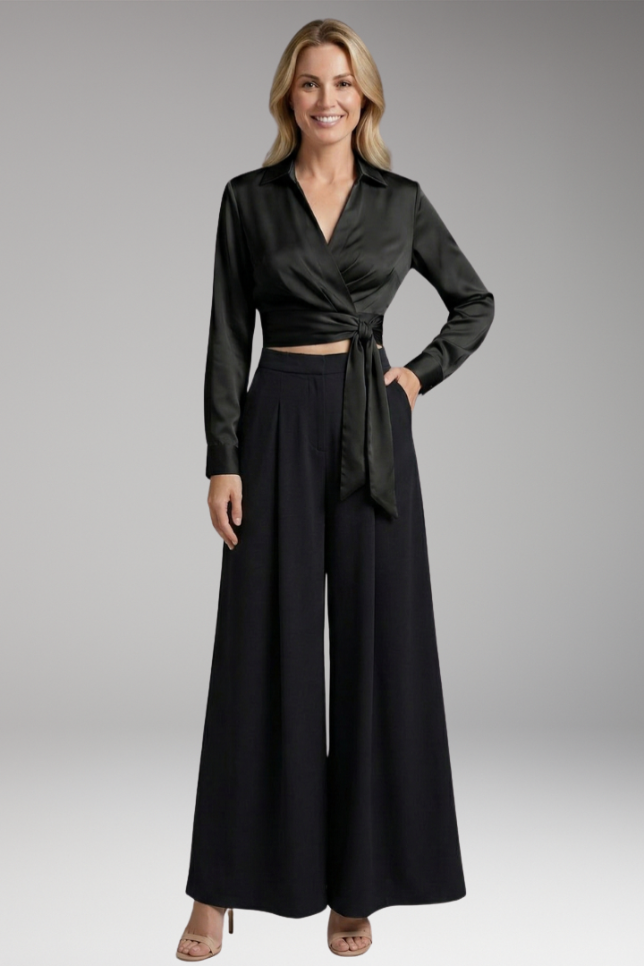 Women's Two-Piece Dress with Crop Top and Skirt