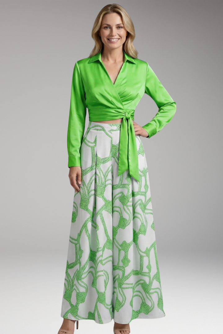 Women's Two-Piece Dress with Crop Top and Skirt