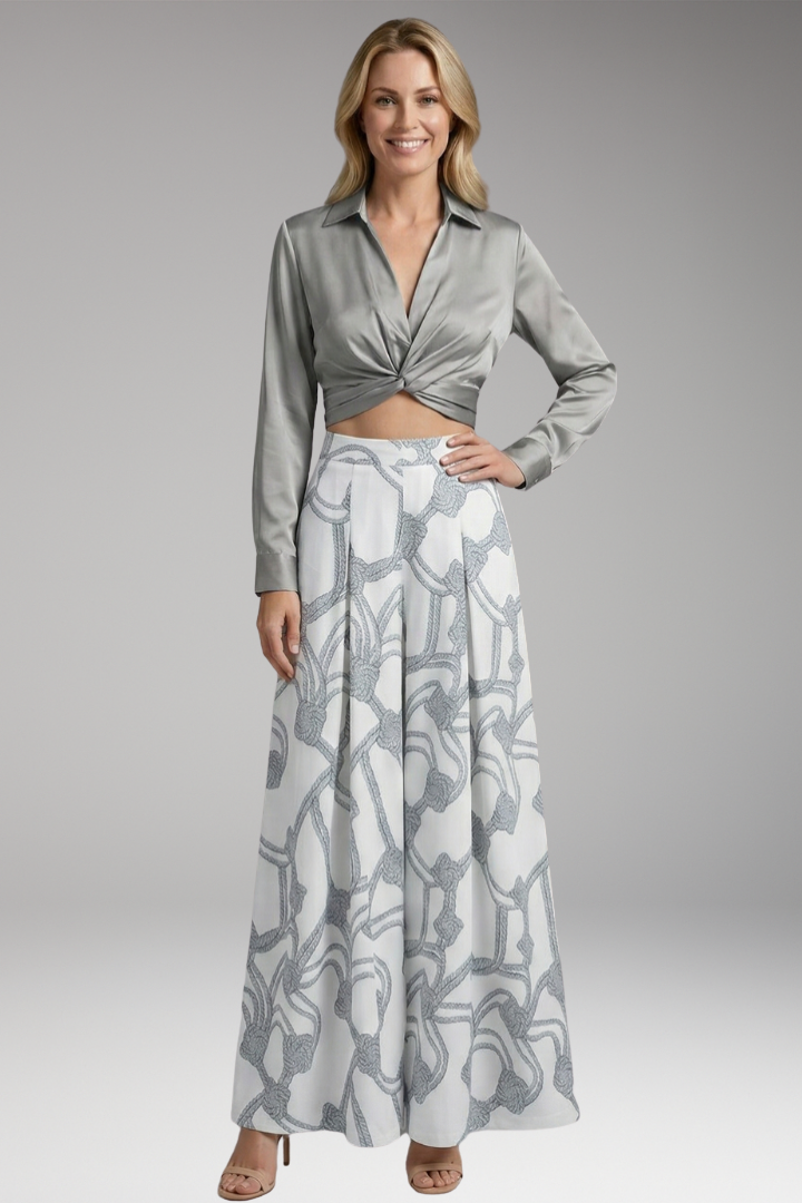 Women's Two-Piece Dress with Crop Top and Skirt