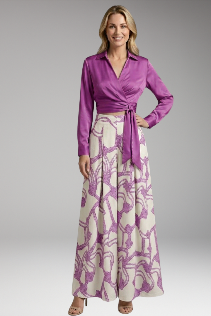 Women's Two-Piece Dress with Crop Top and Skirt