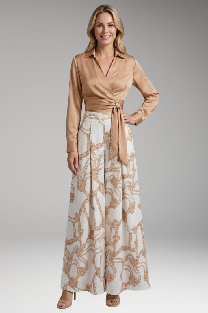 Women's Two-Piece Dress with Crop Top and Skirt