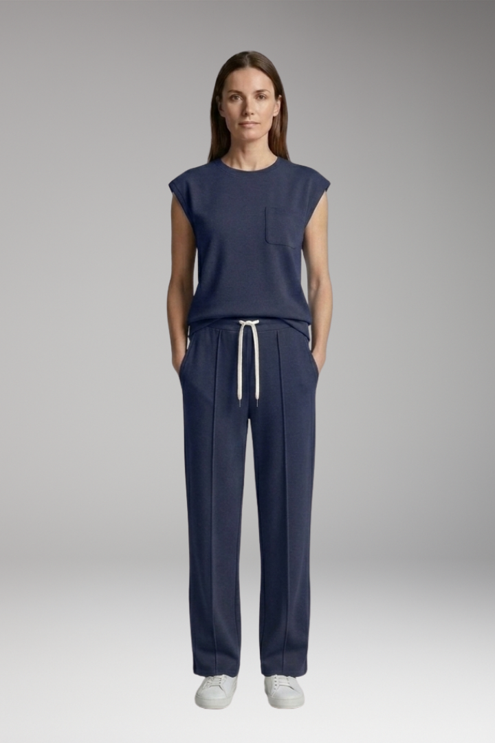 Women's Two-Piece Set with Cap Sleeves and Elastic Waistband