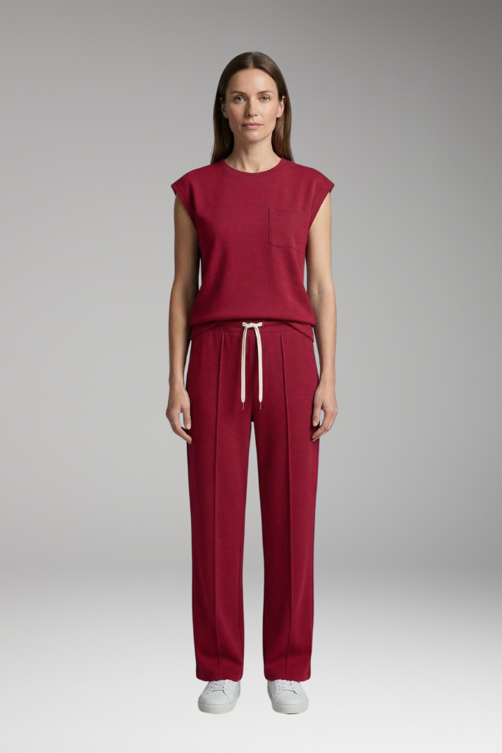 Women's Two-Piece Set with Cap Sleeves and Elastic Waistband