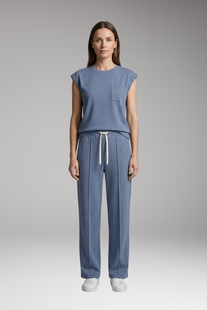 Women's Two-Piece Set with Cap Sleeves and Elastic Waistband
