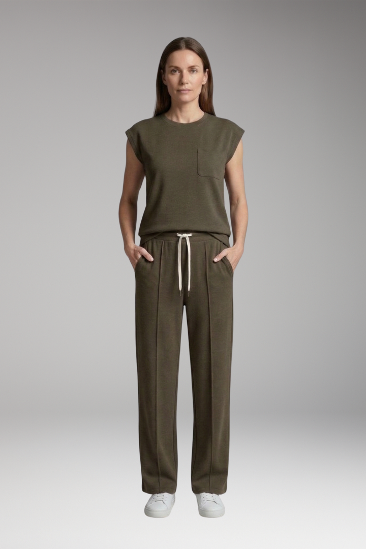 Women's Two-Piece Set with Cap Sleeves and Elastic Waistband