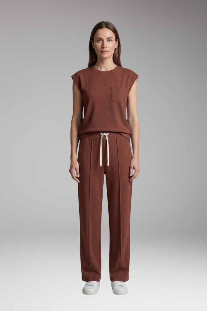 Women's Two-Piece Set with Cap Sleeves and Elastic Waistband