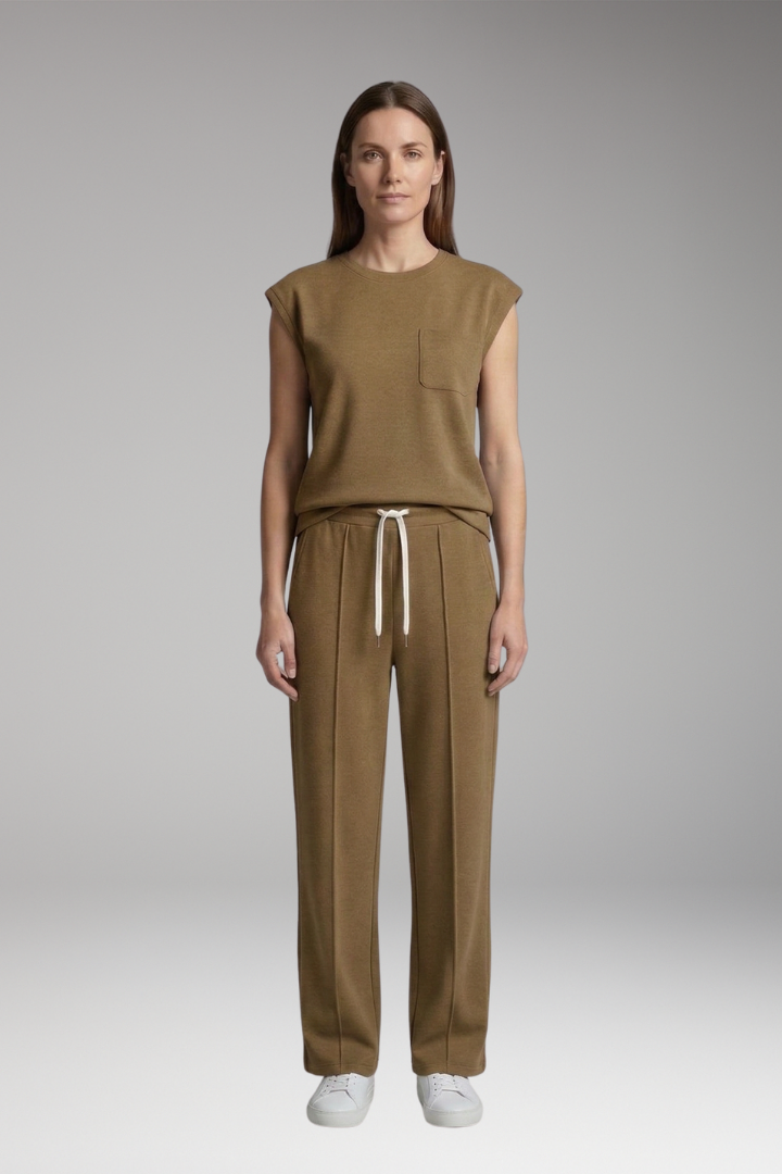 Women's Two-Piece Set with Cap Sleeves and Elastic Waistband