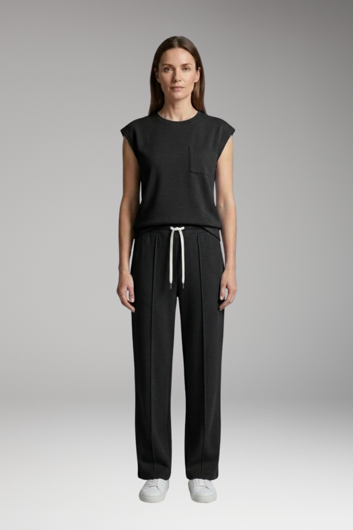 Women's Two-Piece Set with Cap Sleeves and Elastic Waistband
