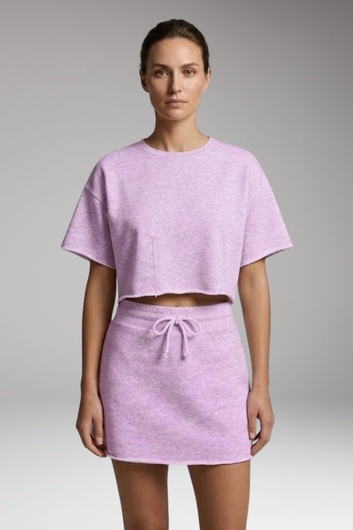 Women's Two-Piece Set with Crop Top and Skirt