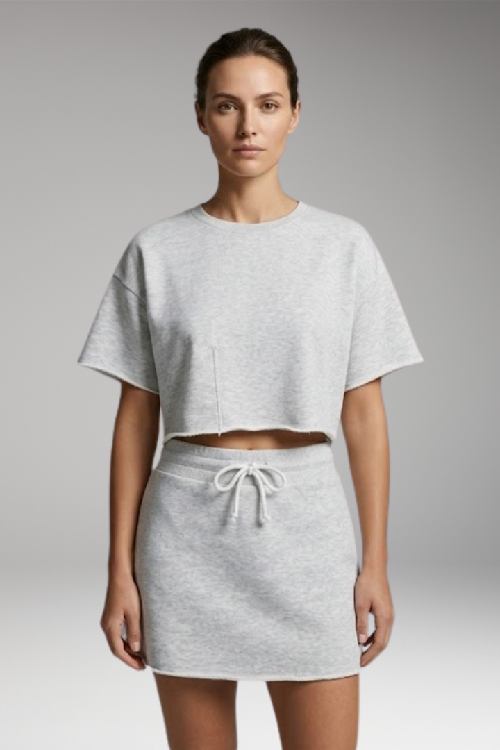 Women's Two-Piece Set with Crop Top and Skirt