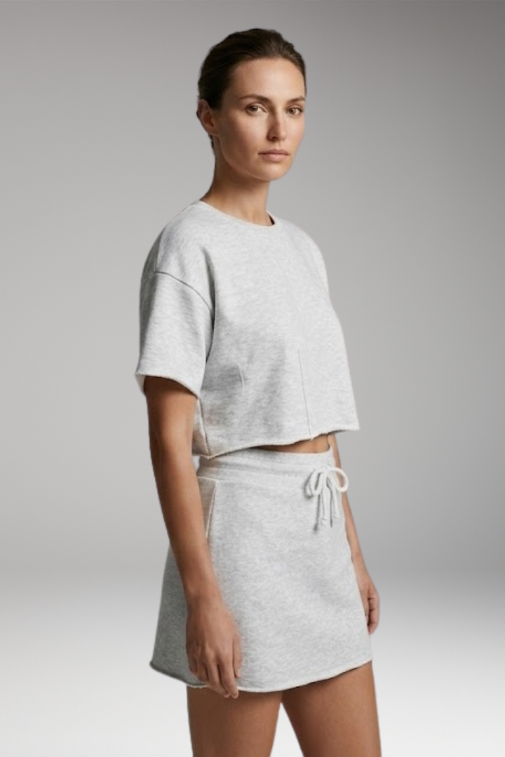 Women's Two-Piece Set with Crop Top and Skirt