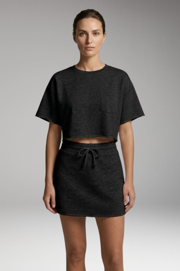 Women's Two-Piece Set with Crop Top and Skirt