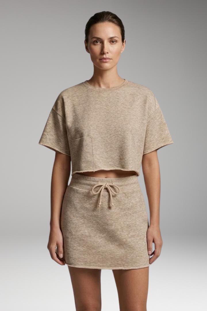 Women's Two-Piece Set with Crop Top and Skirt