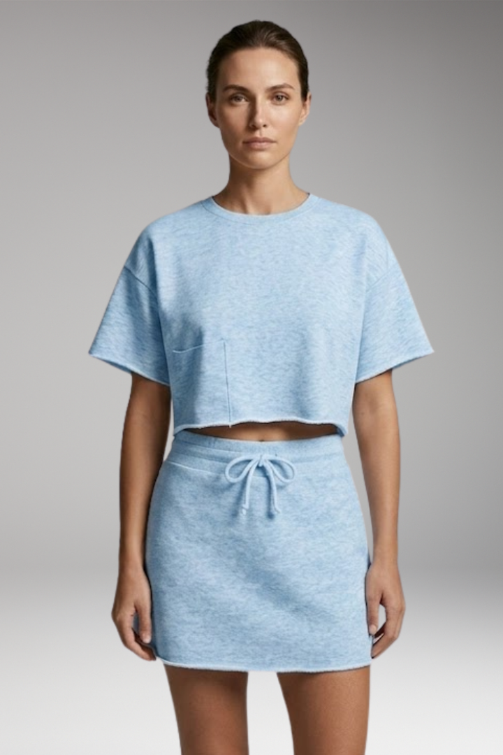 Women's Two-Piece Set with Crop Top and Skirt