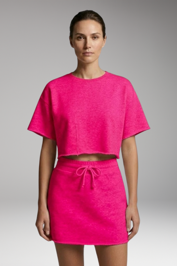 Women's Two-Piece Set with Crop Top and Skirt