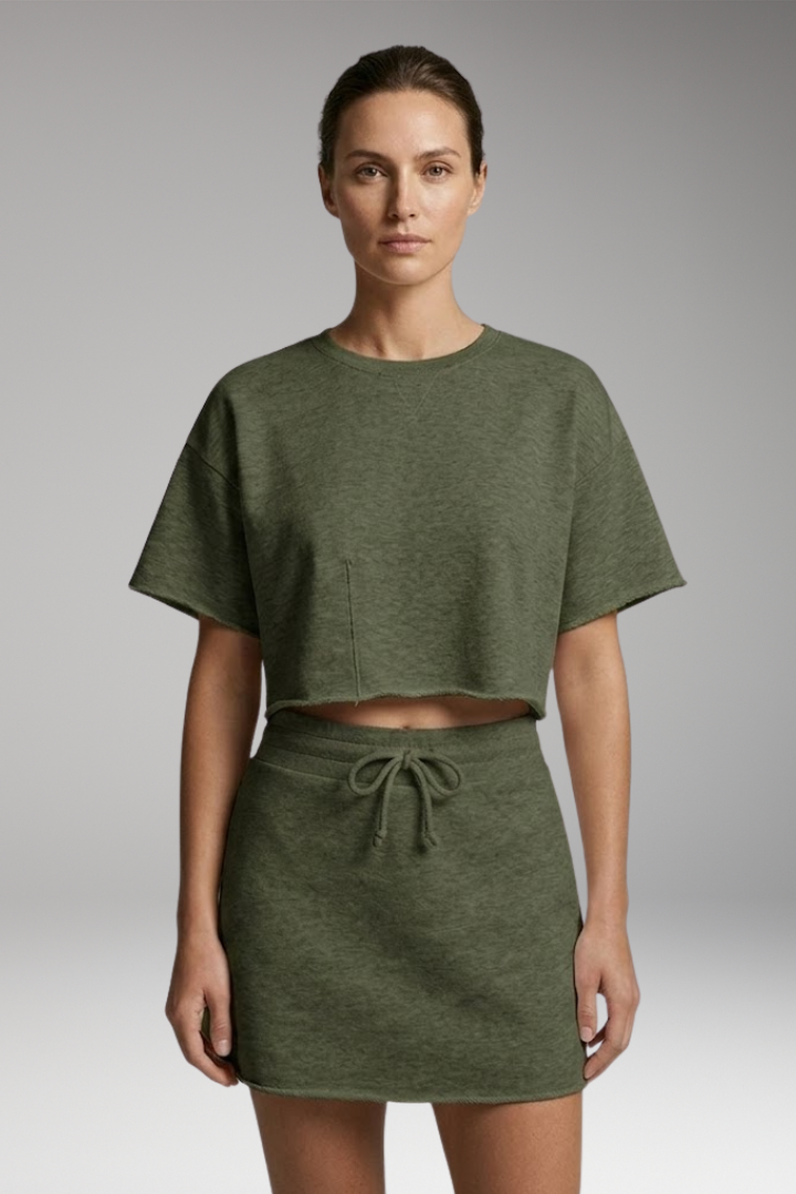 Women's Two-Piece Set with Crop Top and Skirt