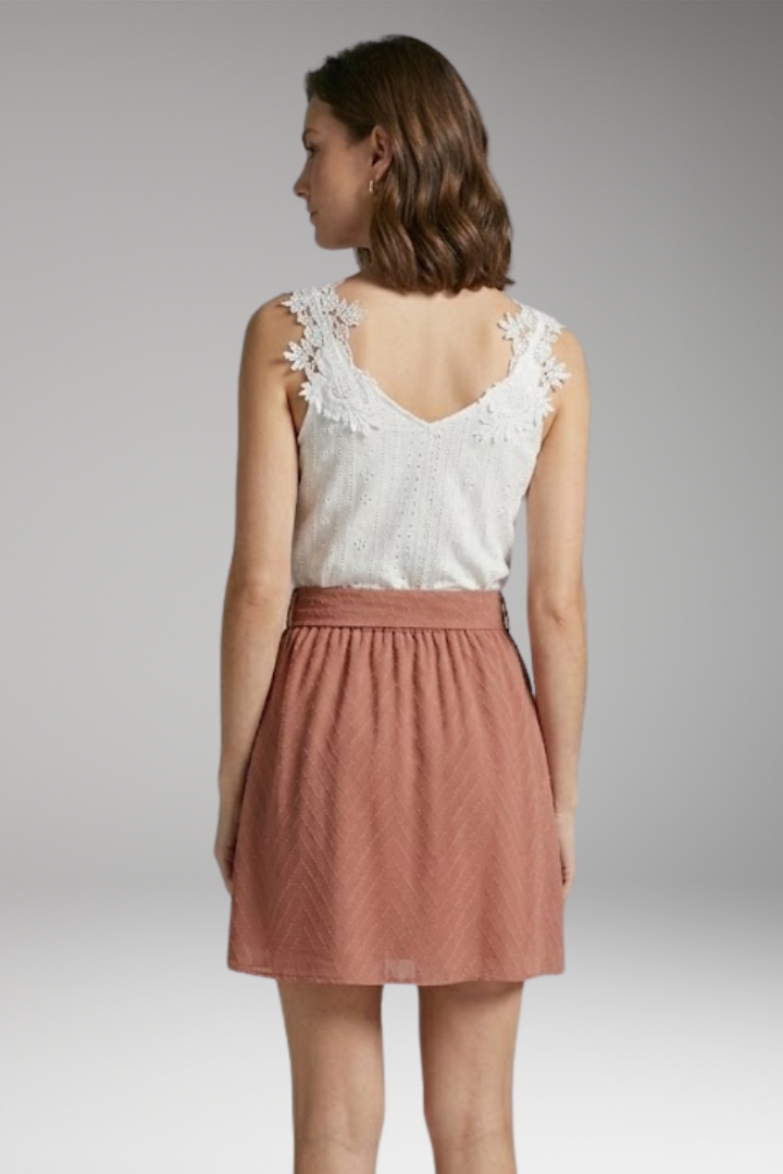 Women's Two-Piece Set with Lace Top and Mini Skirt