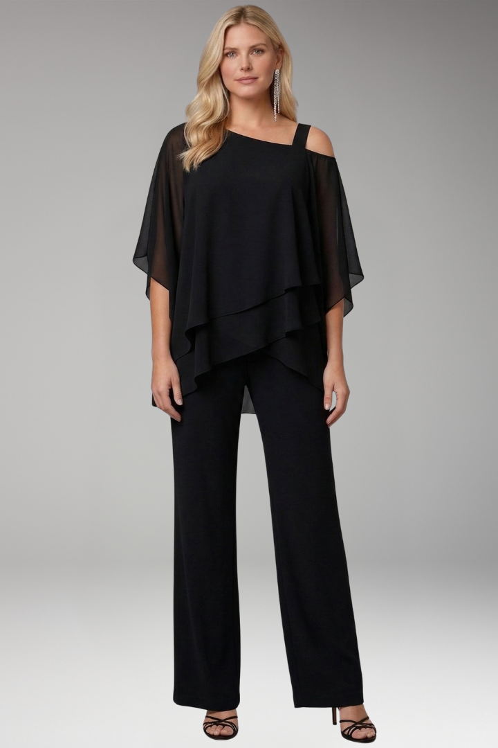 Women's Two-Piece Set with Layered Top and Pants