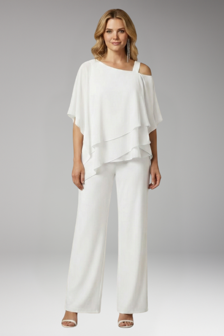 Women's Two-Piece Set with Layered Top and Pants
