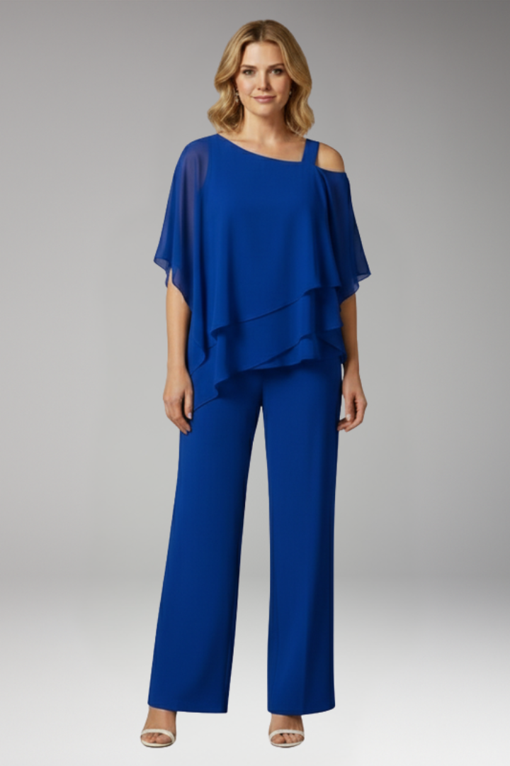 Women's Two-Piece Set with Layered Top and Pants