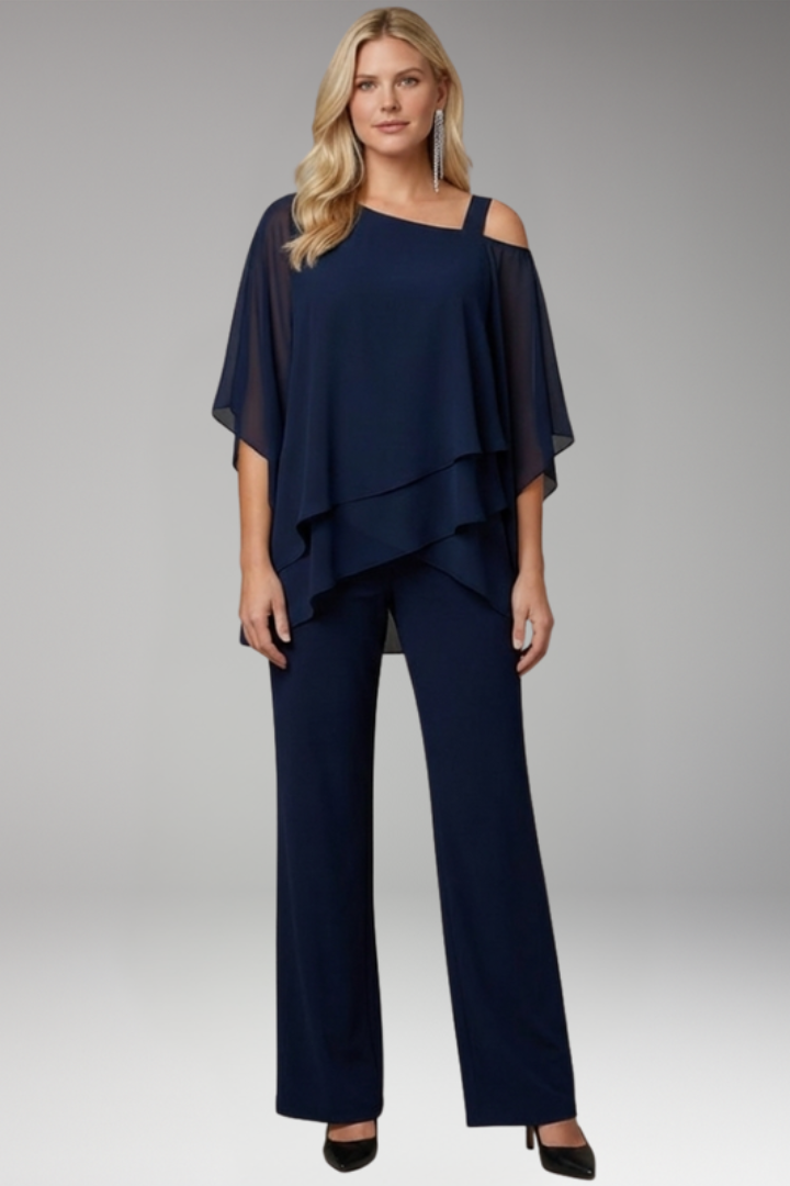 Women's Two-Piece Set with Layered Top and Pants