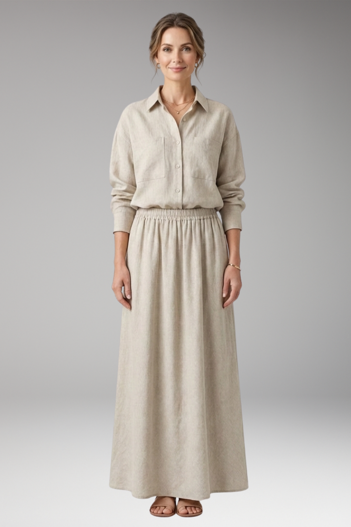 Women's Two-Piece Set with Maxi Skirt and Oversized Top